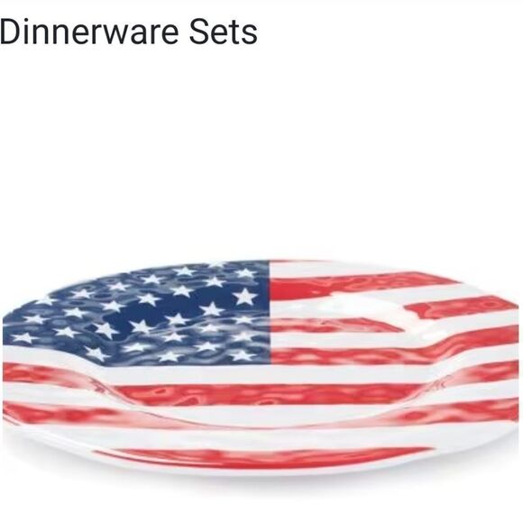 New 4 piece Flag Dinner Plates USA United States of America picnic 4th July set - Picture 2 of 4